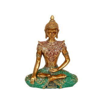 Dekorativ figur Romimex Gylden Harpiks Buddha 16 x 22 x 8 cm