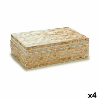 Dekorativ boks Hvid Beige Perlemor spånplade 15 x 7,2 x 25,2 cm (4 enheder)