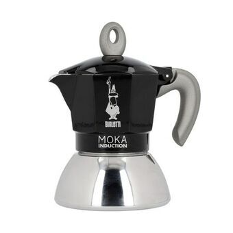 Italiensk Kaffekande Bialetti Moka Induction Sort Metal Rustfrit stål Aluminium 100 ml 2 Skodelice