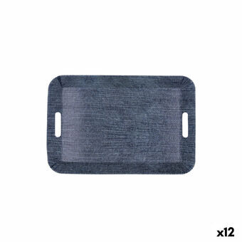 Morgenmadsbakke Quid Habitat Blå Plastik 33 x 23 x 4 cm Med håndtag Denim (12 enheder)