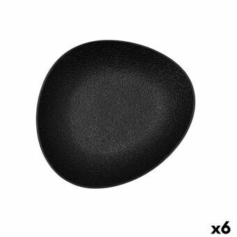 Dyb tallerken Bidasoa Fosil Sort Keramik Oval 22 x 19,6 x 4,5 cm (6 enheder)