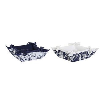 Kurv DKD Home Decor Solsikke Hvid Bomuld Marineblå (2 pcs)