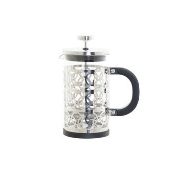 Kaffekande med stempel DKD Home Decor Sort Rustfrit stål Sølv Borosilikatglas (600 ml)