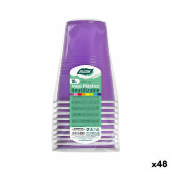 Sæt af genanvendelige kopper Algon Fuchsia 48 enheder 450 ml (10 Dele)