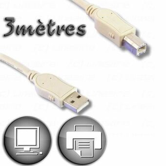 USB 2.0 A til USB B-kabel Lineaire 3 m Beige