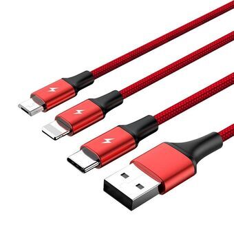 USB-kabel til Micro USB, USB-C og Telefon Unitek C4049RD Rød 1,2 m