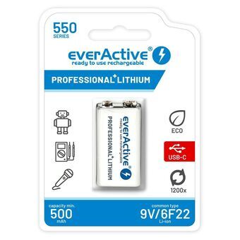 Genopladelige batterier EverActive EVHR22-550C 9 V