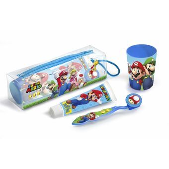 Rejsetoilettaske Cartoon Super Mario Cuidado Dental Lote 4 Dele