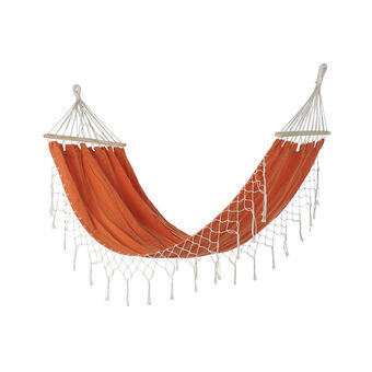 Hængekøje DKD Home Decor Orange Polyester Bomuld Fyrretræ Frynse (255 x 80 x 28 cm)