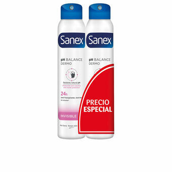 Spray Deodorant Sanex Invisible 2 enheder 200 ml