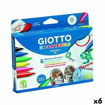 Sæt med Fiberpenne Giotto Decor Textile Multifarvet (6 enheder)