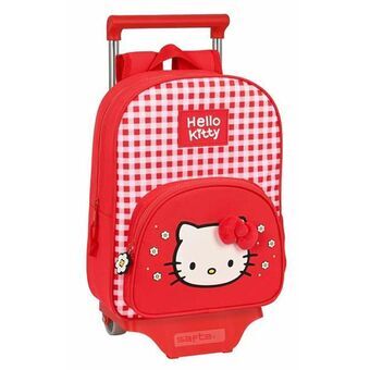 Skolerygsæk med Hjul Hello Kitty Spring Rød 26 x 34 x 11 cm