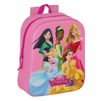 3D Skoletaske Disney Princess Pink 22 x 27 x 10 cm