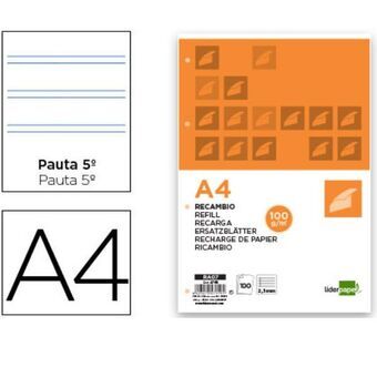 Udskifter Liderpapel RA07 Hvid A4 100 Ark