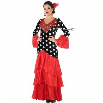 Kostume til voksne Sort Rød Flamenco danser Spanien - M/L