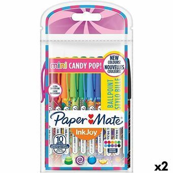 Sæt med Kuglepenne Paper Mate Mini Candy Pop Multifarvet 1 mm (2 enheder)