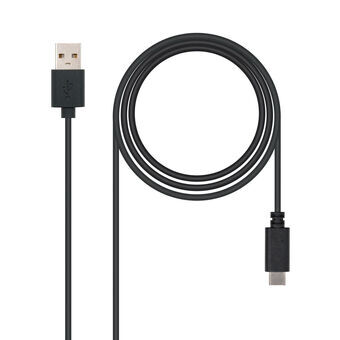 USB A til USB C-kabel NANOCABLE 10.01.210 Sort