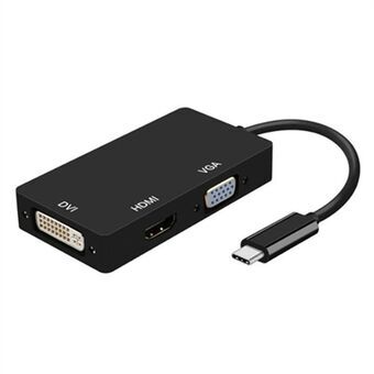 USB-C til VGA/HDMI/DVI-adapter Aisens A109-0343 Sort 15 cm