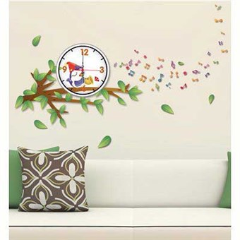 TipTop Wallstickers Removable Birds Singing In the Tree Design Clock 