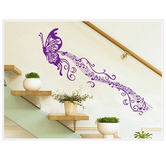 TipTop Wallstickers Purple Pretty Music Butterfly Pattern Removable 