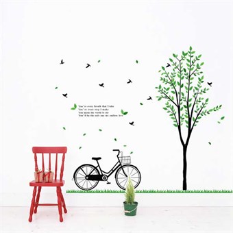 TipTop Wallstickers Green Trees & Bike Pattern 