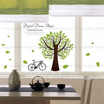 TipTop Wallstickers Single Bike & Green Tree Pattern