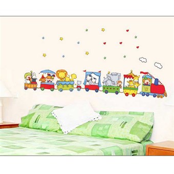 TipTop Wallstickers Funny Cartoon Animals Train Pattern