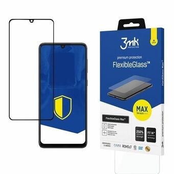 3MK FlexibleGlass Max til Samsung Galaxy A33 5G A336 i sort farve, Hybridglas med forstærkede kanter.