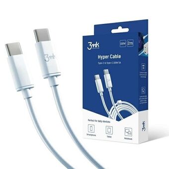 3MK Hyper Cable USB-C/USB-C 2m 100W Kabel Hvid