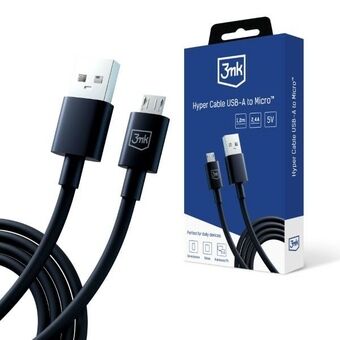 3MK Hyperkabel USB-A til Micro USB 1,2m 5V 2,4A Sort/Sort Kabel