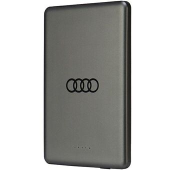 Audi Powerbank induktion 15W 5000mAh grå/grey Big Logo MagSafe AU-MWPB5000-GT/D1-GY