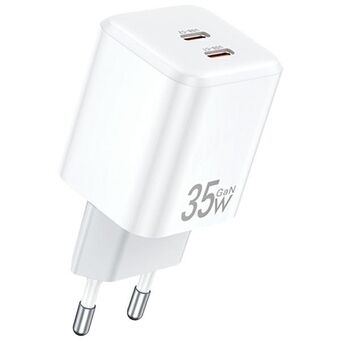 AWEI opl. netværk PD65-EU 35W 2x USB-C hvid/white GaN