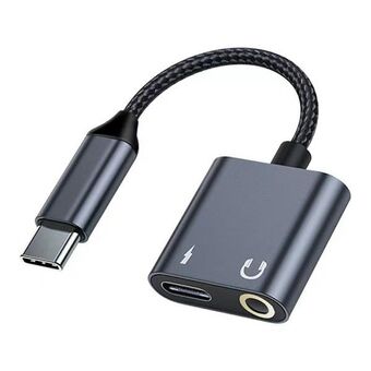 Beline Adapter, der splitter USB-C til USB-C/Jack 3,5mm, sort/black DAC BLNAA01