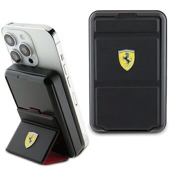 Ferrari Powerbank Trådløs 15W FEPB10MSPLEK 10000 mAh med stativfunktion, sort Metal Logo MagSafe