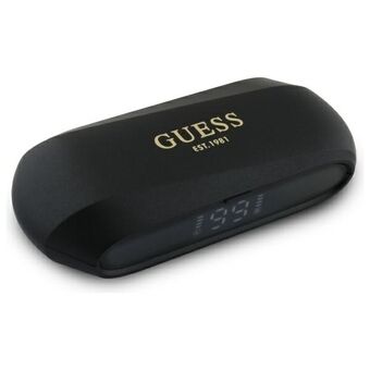 Guess Bluetooth høretelefoner GUTWSC2MCDSK TWS + dockingstation sort/black Forlænget Metalisk Trykt Logo