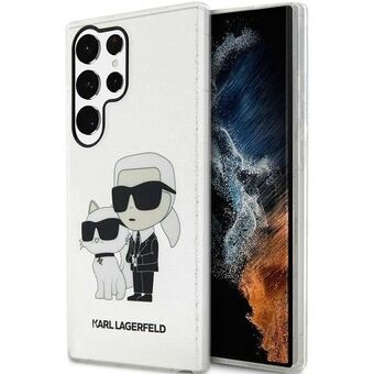 Karl Lagerfeld KLHCS23LHNKCTGT S23 Ultra S918 transparent hårdt cover Glitter Karl&Choupette