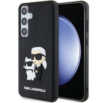 Karl Lagerfeld KLHCS24S3DRKCNK S24 S921 sort/hårdt etui i 3D-gummi Karl&Choupette