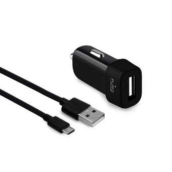 Puro Charger alene. 1xUSB 1A med MicroUSB kabel sort/sort MCHUSBMICROCBLK