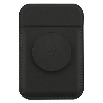 UNIQ Flixa magnetisk kortpung med støtte, sort/jet black MagSafe