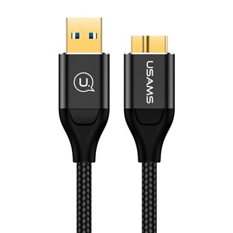 USAMS Flettet Kabel U19 USB 3.0 micro USB B til ekstern harddisk 1m sort/sort SJ272USB01 (US-SJ272)