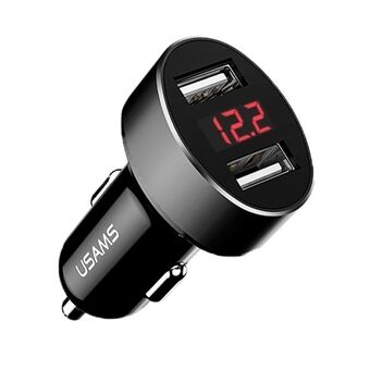 Sure, here\'s the translation:

USAMS Biloplader 2xUSB C1 2,1A LED sort/black CC45GC01 (US-CC045)