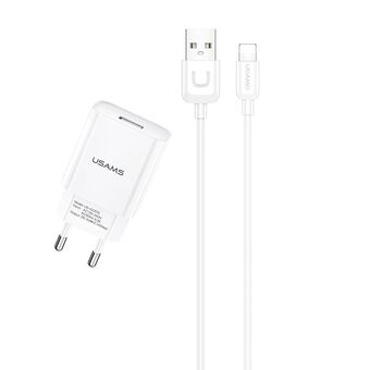 USAMS Oplader. netværk. 1xUSB T21 lyn hvid/hvid 2,1A Hurtig opladning T21OCLN01