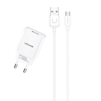 USAMS vægoplader 1xUSB T21 micro USB hvid/white 2,1A hurtig opladning T21OCMC01