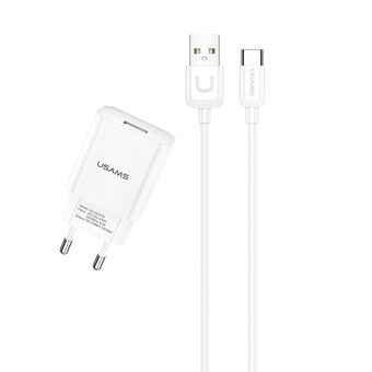 USAMS Oplader 1xUSB T21 USB-C hvid/white 2,1A Hurtig Opladning T21OCTC01