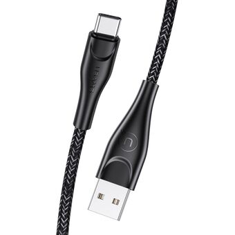 USAMS Flettede kabel U41 USB-C 2m 2A sort SJ395USB01 (US-SJ395) Hurtig opladning