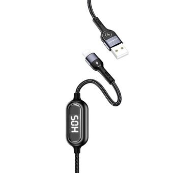 USAMS U48 Telefon 1,2m 2A hurtigopladning LED-kabel sort / sort SJ423USB01 (US-SJ423)