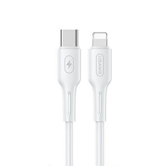 Sure, here\'s the translation:

USAMS Kabel U43 USB-C til Telefon 30W PD 1.2m hvid/white SJ406USB02 (US-SJ406)