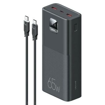 USAMS Powerbank PB68 30000mAh 65W QC3.0+PD Hurtig Opladning + kabel USB-C/USB-C 100W sort ATXLOGTCTG01 (US-CD185)