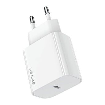 USAMS Oplader 1xUSB-C T65 PD20W (kun hoved) PD Hurtigopladning hvid/white CC226TC01 (US-CC226)