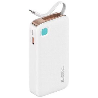 Sure, here\'s the translation to Danish:

USAMS Powerbank med indtrækkeligt USB-C kabel 10000 mAh PD 20W Fast Charge XY-serien hvid/white 10KCD22402 (US-CD224)